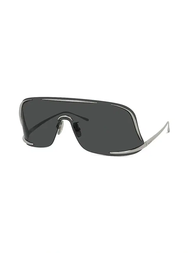 LOEWE Men's 141MM Signature Mask Sunglasses - Shiny Palladium And Smoke