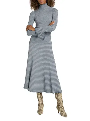 Proenza Schouler White Label Women's Phyllis Striped Geometric-Knit Turtleneck Sweater | Thumbnail 2 Proenza Schouler White Label Women's Phyllis Striped Geometric-Knit Turtleneck Sweater | Thumbnail 2