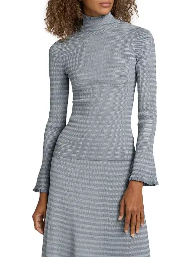 Proenza Schouler White Label Women's Phyllis Striped Geometric-Knit Turtleneck Sweater | Thumbnail 3 Proenza Schouler White Label Women's Phyllis Striped Geometric-Knit Turtleneck Sweater | Thumbnail 3