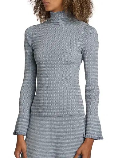 Proenza Schouler White Label Women's Phyllis Striped Geometric-Knit Turtleneck Sweater | Thumbnail 4 Proenza Schouler White Label Women's Phyllis Striped Geometric-Knit Turtleneck Sweater | Thumbnail 4