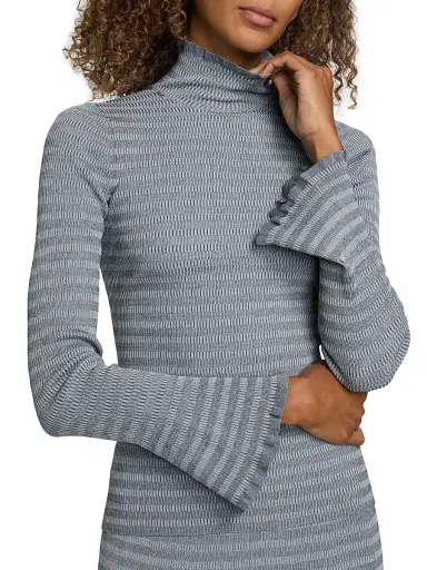 Proenza Schouler White Label Women's Phyllis Striped Geometric-Knit Turtleneck Sweater | Thumbnail 6 Proenza Schouler White Label Women's Phyllis Striped Geometric-Knit Turtleneck Sweater | Thumbnail 6