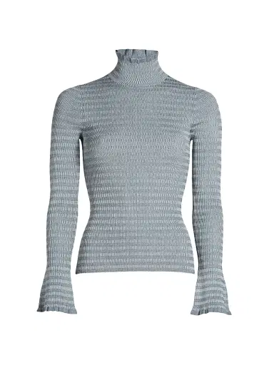 Proenza Schouler White Label Women's Phyllis Striped Geometric-Knit Turtleneck Sweater | Thumbnail 1 Proenza Schouler White Label Women's Phyllis Striped Geometric-Knit Turtleneck Sweater | Thumbnail 1