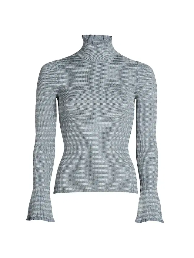 Women's Phyllis Striped Geometric-Knit Turtleneck Sweater - Slate