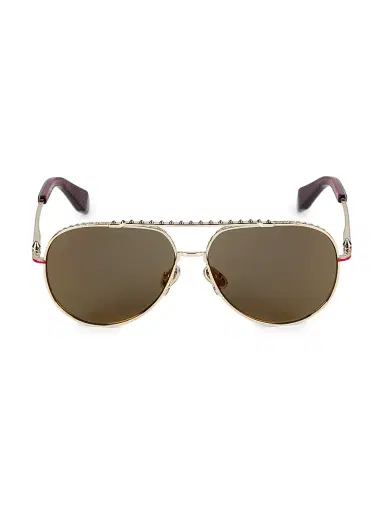 Christian Louboutin Women's Greggo 61MM Aviator Sunglasses - Gold Brown | Thumbnail 2
