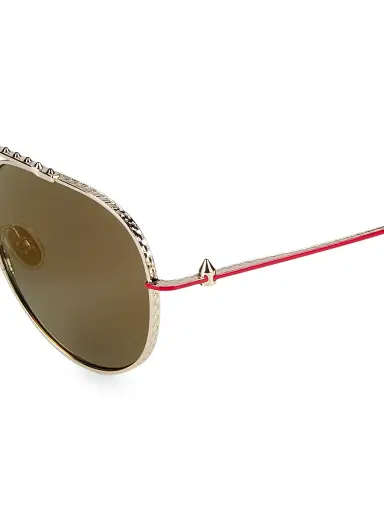 Christian Louboutin Women's Greggo 61MM Aviator Sunglasses - Gold Brown | Thumbnail 3