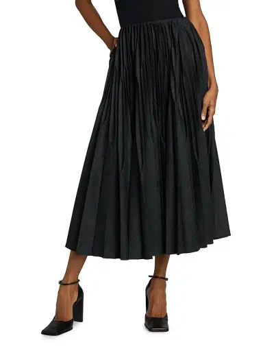Alaïa Women's Pleated Wool Midi-Skirt - Antrhacite - Size 8 | Thumbnail 2 Alaïa Women's Pleated Wool Midi-Skirt - Antrhacite - Size 8 | Thumbnail 2