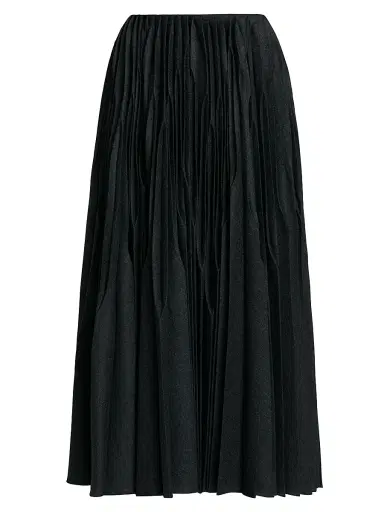 Alaïa Women's Pleated Wool Midi-Skirt - Antrhacite - Size 8 | Thumbnail 1 Alaïa Women's Pleated Wool Midi-Skirt - Antrhacite - Size 8 | Thumbnail 1