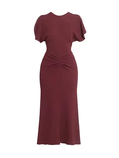 Victoria Beckham Women's Gathered Stretch Midi-Dress | Thumbnail 1 Victoria Beckham Women's Gathered Stretch Midi-Dress | Thumbnail 1