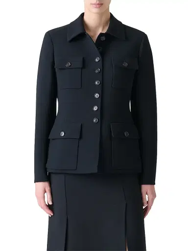 Akris Women's Virgin-Wool Military Jacket - Black | Thumbnail 3
