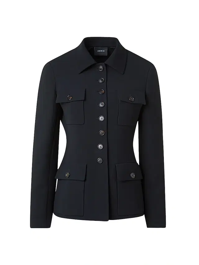 Women's Virgin-Wool Military Jacket - Black