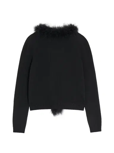 Valentino Garavani Women's Wool Cardigan with Feathers - Black - Size XS | Thumbnail 2
