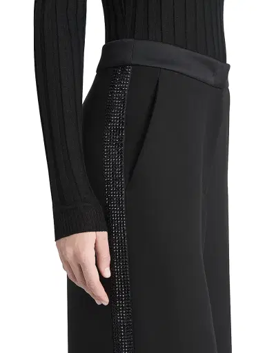 Giorgio Armani Women's Embellished Silk High-Rise Straight-Leg Pants - Black | Thumbnail 5 Giorgio Armani Women's Embellished Silk High-Rise Straight-Leg Pants - Black | Thumbnail 5