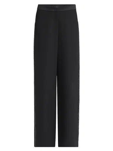 Giorgio Armani Women's Embellished Silk High-Rise Straight-Leg Pants - Black | Thumbnail 1 Giorgio Armani Women's Embellished Silk High-Rise Straight-Leg Pants - Black | Thumbnail 1