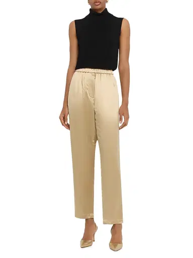 Giorgio Armani Women's Silk Elasticized High-Rise Wide-Leg Pants | Thumbnail 2 Giorgio Armani Women's Silk Elasticized High-Rise Wide-Leg Pants | Thumbnail 2