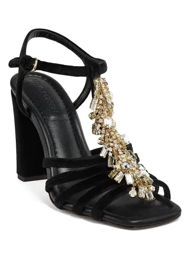 Ulla Johnson Women's Bianca 100MM Embellished Velvet T-Strap Sandals - Black - Size 6 | Thumbnail 2 Ulla Johnson Women's Bianca 100MM Embellished Velvet T-Strap Sandals - Black - Size 6 | Thumbnail 2