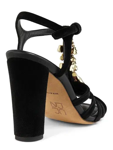 Ulla Johnson Women's Bianca 100MM Embellished Velvet T-Strap Sandals - Black - Size 6 | Thumbnail 3 Ulla Johnson Women's Bianca 100MM Embellished Velvet T-Strap Sandals - Black - Size 6 | Thumbnail 3