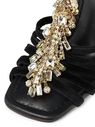 Ulla Johnson Women's Bianca 100MM Embellished Velvet T-Strap Sandals - Black - Size 6 | Thumbnail 6 Ulla Johnson Women's Bianca 100MM Embellished Velvet T-Strap Sandals - Black - Size 6 | Thumbnail 6