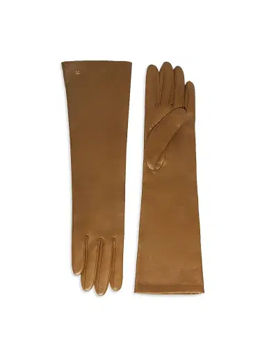 Max Mara Women's Long Nappa Leather Gloves - Tobacco - Size 7.5 | Thumbnail 3