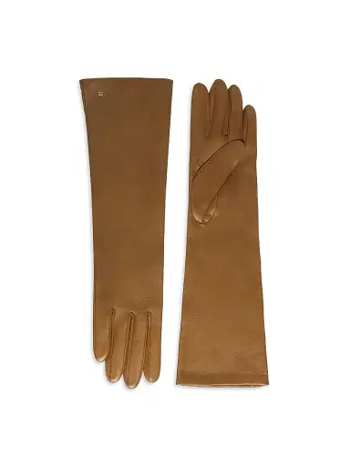 Max Mara Women's Long Nappa Leather Gloves - Tobacco - Size 7.5 | Thumbnail 1