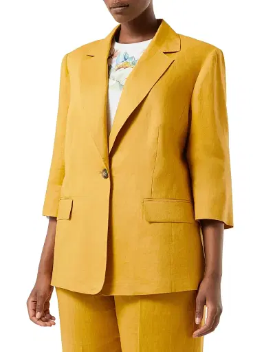 Marina Rinaldi Women's Linen Canvas Blazer - Honey - Size 12 | Thumbnail 2 Marina Rinaldi Women's Linen Canvas Blazer - Honey - Size 12 | Thumbnail 2