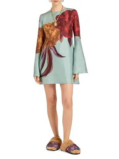 La DoubleJ Women's Mini Supremes Swing Dress Placée - Peony Placee Light Blue - Size Medium | Thumbnail 3