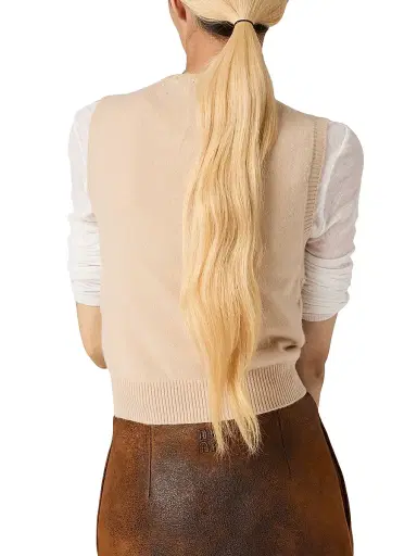 Miu Miu Women's Embroidered Cashmere Vest - Beige - Size 6 | Thumbnail 3 Miu Miu Women's Embroidered Cashmere Vest - Beige - Size 6 | Thumbnail 3