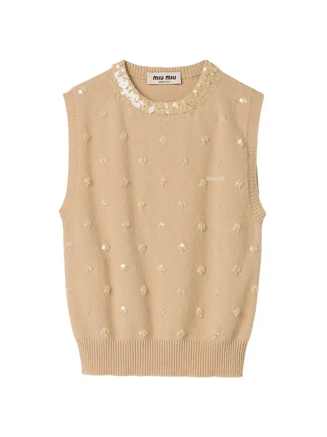 Women's Embroidered Cashmere Vest - Beige