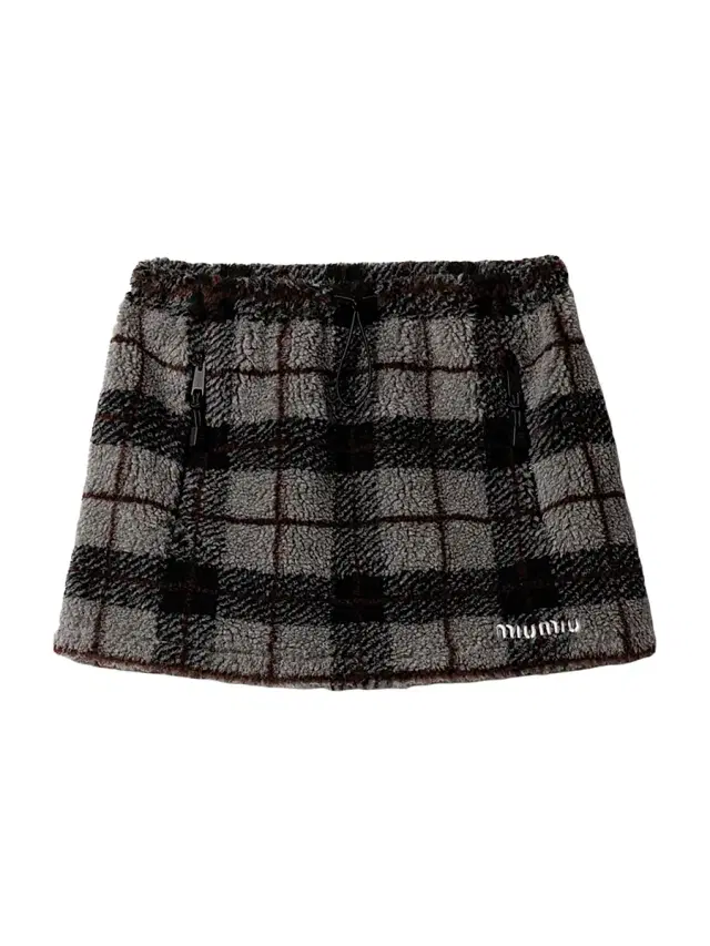 Women's Checked Teddy Miniskirt - Grey Multi