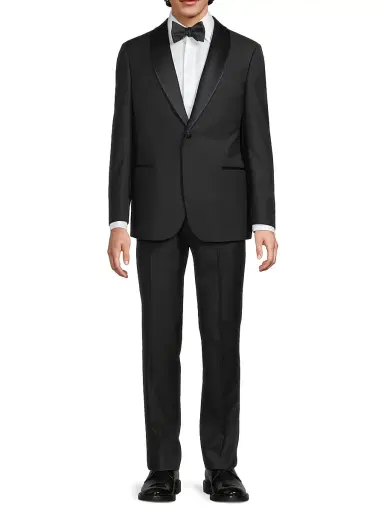 Emporio Armani Men's Micro-Patterned Virgin-Wool Single-Breasted Tuxedo - Brown - Size 48 | Thumbnail 3 Emporio Armani Men's Micro-Patterned Virgin-Wool Single-Breasted Tuxedo - Brown - Size 48 | Thumbnail 3