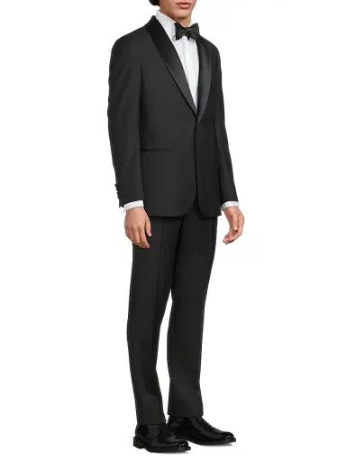 Emporio Armani Men's Micro-Patterned Virgin-Wool Single-Breasted Tuxedo - Brown - Size 48 | Thumbnail 4 Emporio Armani Men's Micro-Patterned Virgin-Wool Single-Breasted Tuxedo - Brown - Size 48 | Thumbnail 4