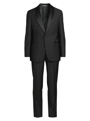 Emporio Armani Men's Micro-Patterned Virgin-Wool Single-Breasted Tuxedo - Brown - Size 48 | Thumbnail 1 Emporio Armani Men's Micro-Patterned Virgin-Wool Single-Breasted Tuxedo - Brown - Size 48 | Thumbnail 1