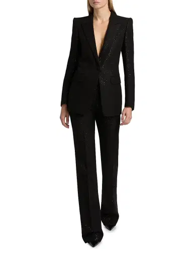 Tom Ford Women's Sequined Wool-Blend Crepe Single-Breasted Jacket - Black - Size 6 | Thumbnail 2 Tom Ford Women's Sequined Wool-Blend Crepe Single-Breasted Jacket - Black - Size 6 | Thumbnail 2