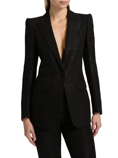 Tom Ford Women's Sequined Wool-Blend Crepe Single-Breasted Jacket - Black - Size 6 | Thumbnail 3 Tom Ford Women's Sequined Wool-Blend Crepe Single-Breasted Jacket - Black - Size 6 | Thumbnail 3