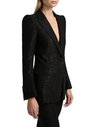 Tom Ford Women's Sequined Wool-Blend Crepe Single-Breasted Jacket - Black - Size 6 | Thumbnail 4 Tom Ford Women's Sequined Wool-Blend Crepe Single-Breasted Jacket - Black - Size 6 | Thumbnail 4