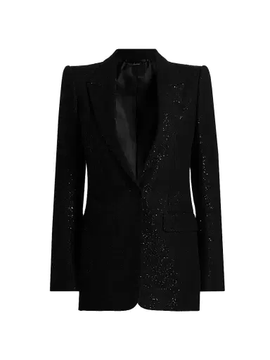 Tom Ford Women's Sequined Wool-Blend Crepe Single-Breasted Jacket - Black - Size 6 | Thumbnail 1 Tom Ford Women's Sequined Wool-Blend Crepe Single-Breasted Jacket - Black - Size 6 | Thumbnail 1