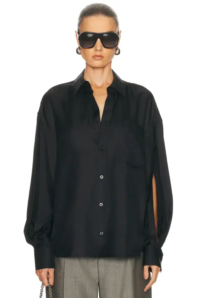 Alexander Wang Slashed Sleeve Button Up Shirt