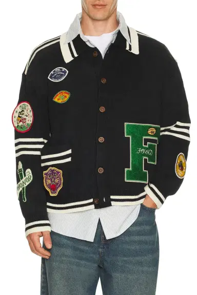 Found Varsity Patch Collared Cardigan | Thumbnail 3