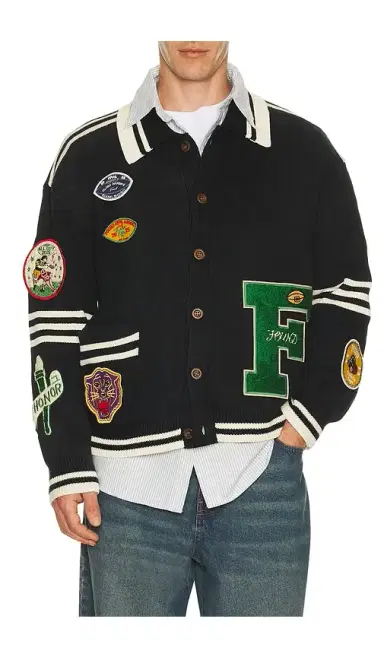 Found Varsity Patch Collared Cardigan | Thumbnail 1