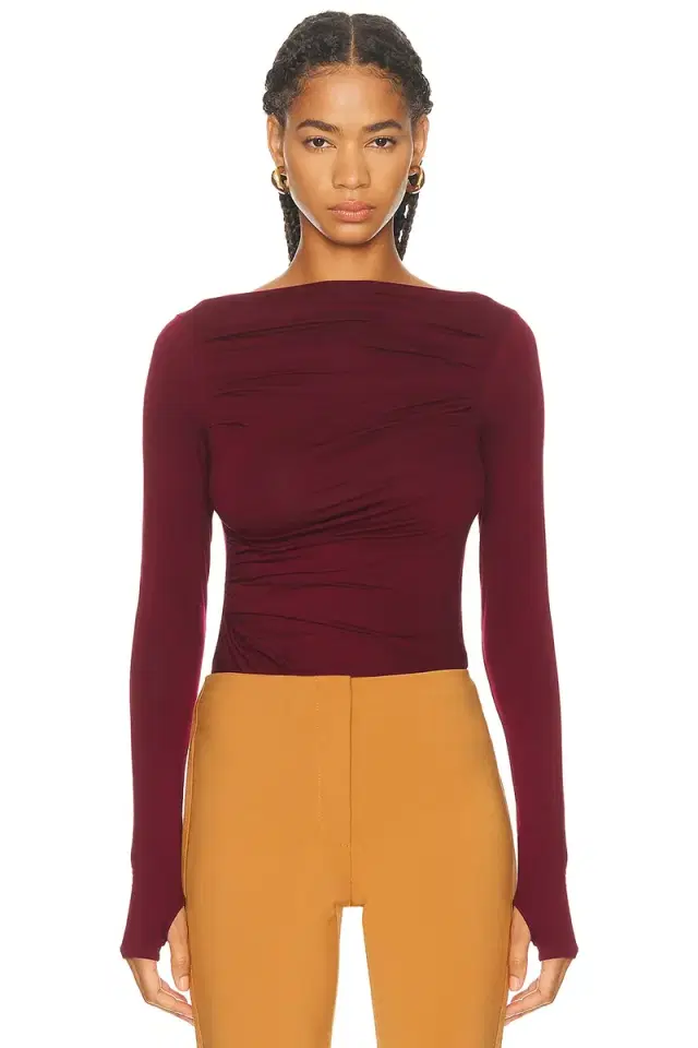 Fluid Jersey Draped Boatneck Top