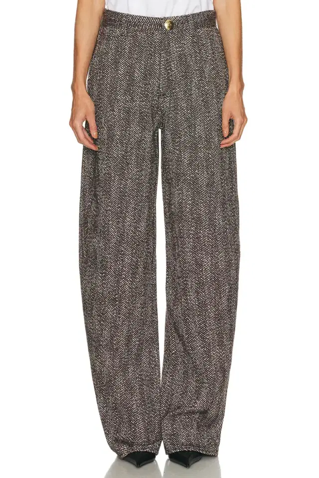 DARKPARK Khris Herringbone Wool Barrel Leg Pant