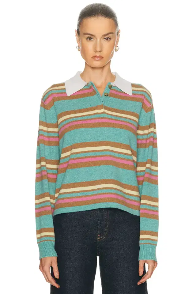 Guest In Residence Cropped Stripe Rugby Sweater