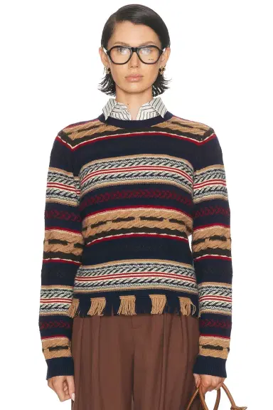Guest In Residence Western Stripe Crew Sweater | Thumbnail 1