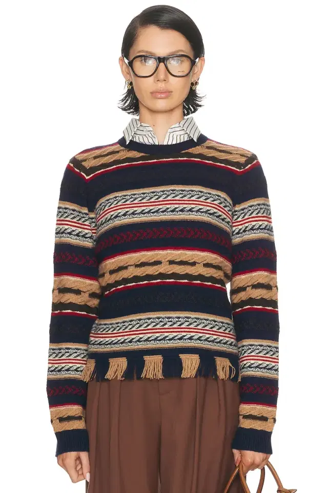 Guest In Residence Western Stripe Crew Sweater