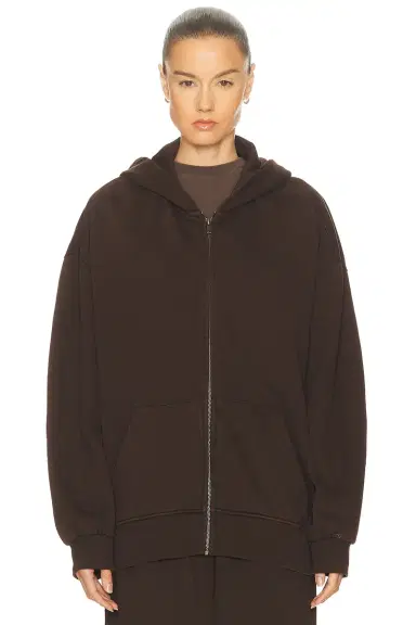 Skims Boyfriend Fleece Boxy Zip-Up Hoodie | Thumbnail 2