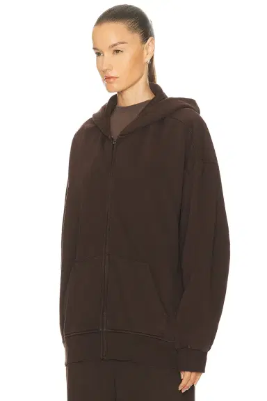 Skims Boyfriend Fleece Boxy Zip-Up Hoodie | Thumbnail 3