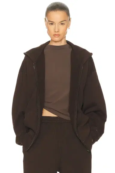 Skims Boyfriend Fleece Boxy Zip-Up Hoodie | Thumbnail 1