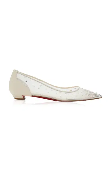 Christian Louboutin Miss Z Embellished Mesh Flat Pumps | Thumbnail 1 Christian Louboutin Miss Z Embellished Mesh Flat Pumps | Thumbnail 1