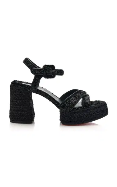 Christian Louboutin Calakala 85mm Velvet-Trimmed Heeled Sandals | Thumbnail 1 Christian Louboutin Calakala 85mm Velvet-Trimmed Heeled Sandals | Thumbnail 1