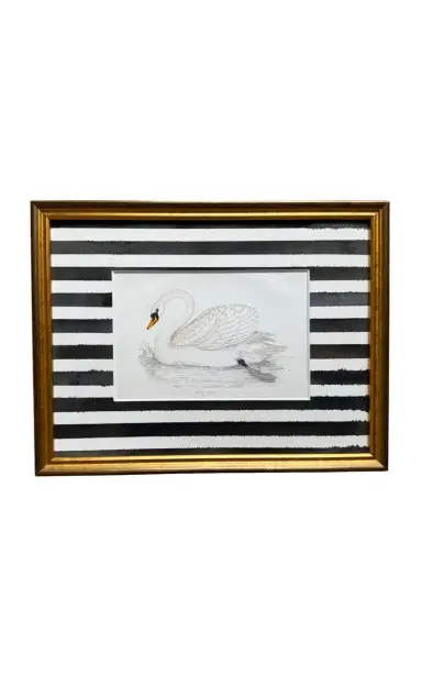 Lia Burke Libaire Swan Antique Print - Black/white | Thumbnail 1 Lia Burke Libaire Swan Antique Print - Black/white | Thumbnail 1