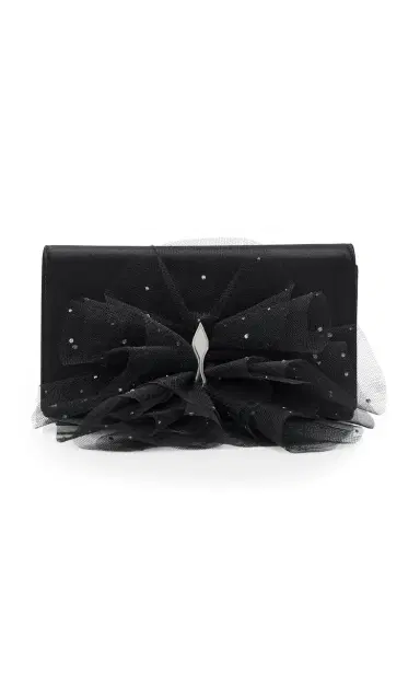 Christian Louboutin Bettina Tulle-Embellished Satin Clutch | Thumbnail 1